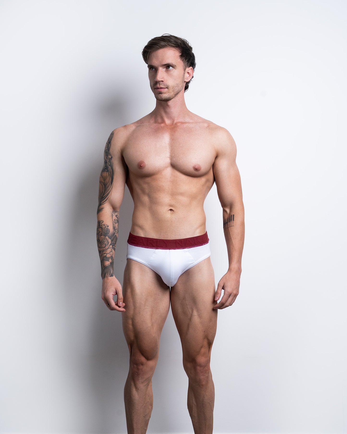 Peloche Brief White & Maroon