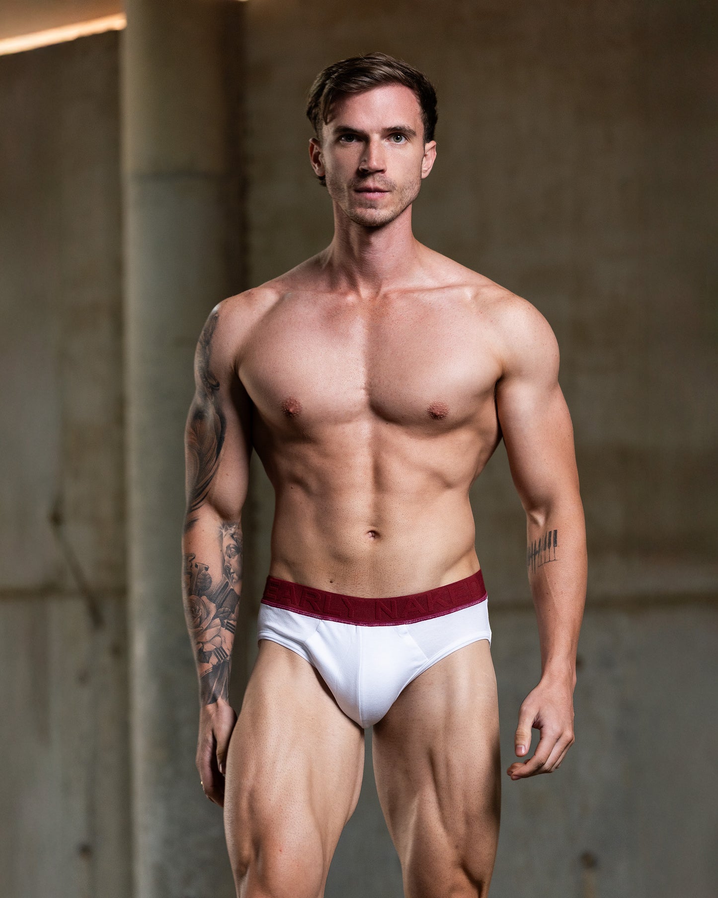 Peloche Brief White & Maroon