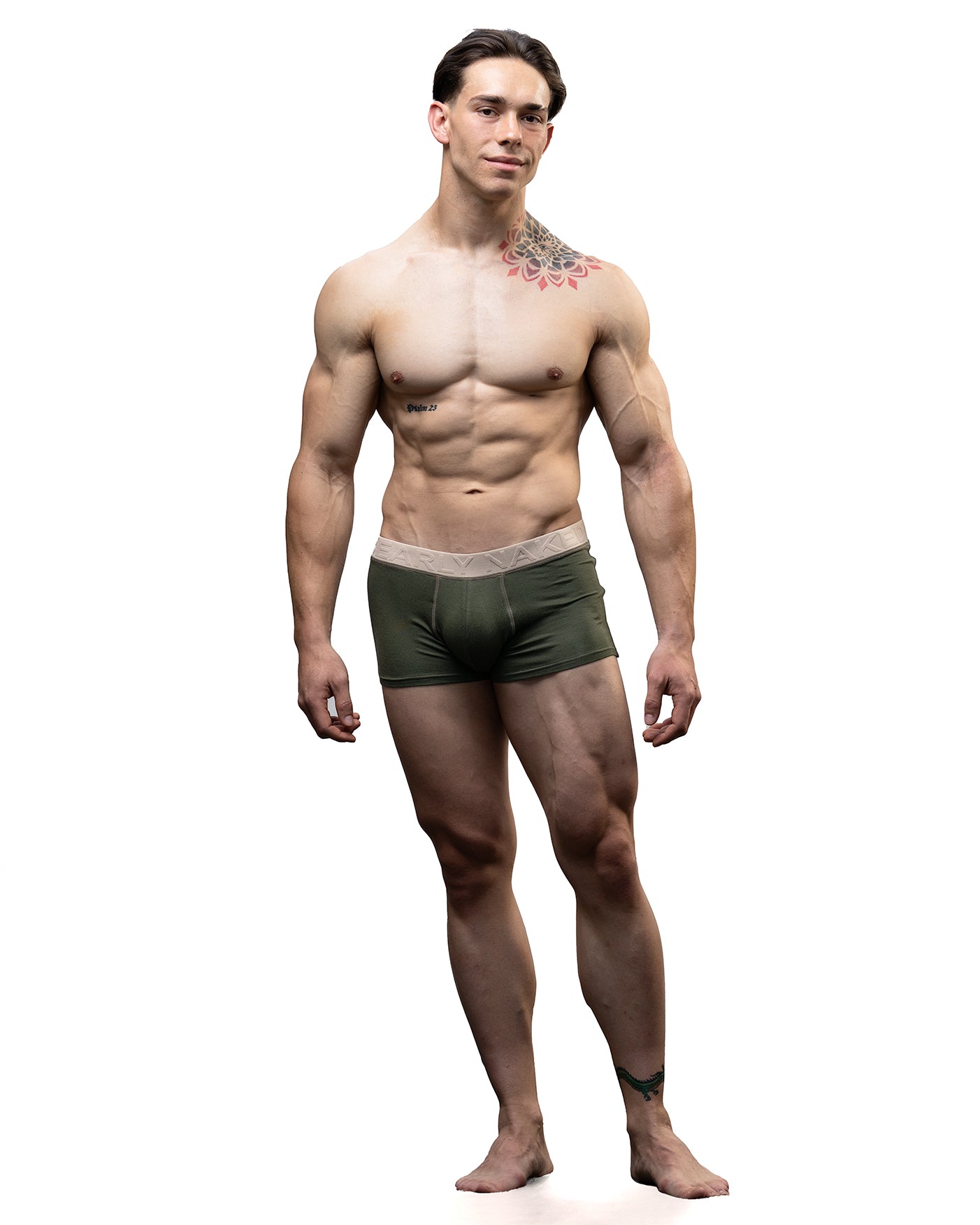 Luxe Boxer Brief Olive & Beige