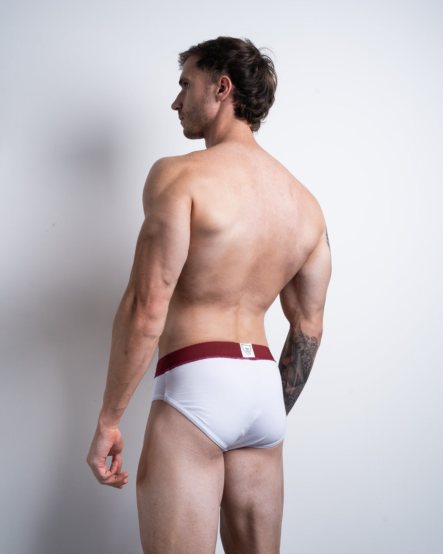 Peloche Brief White & Maroon